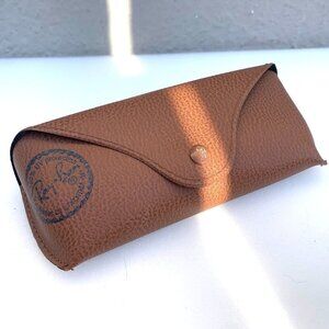 Ray Ban Brown Faux Leather Eyeglasses Sunglasses Case Soft Sided With Metal Snap